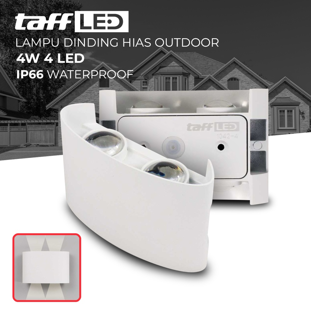 TaffLED Lampu Dinding Hias Outdoor Aluminium IP66 4W 4 LED Tri-Color - 1042-4