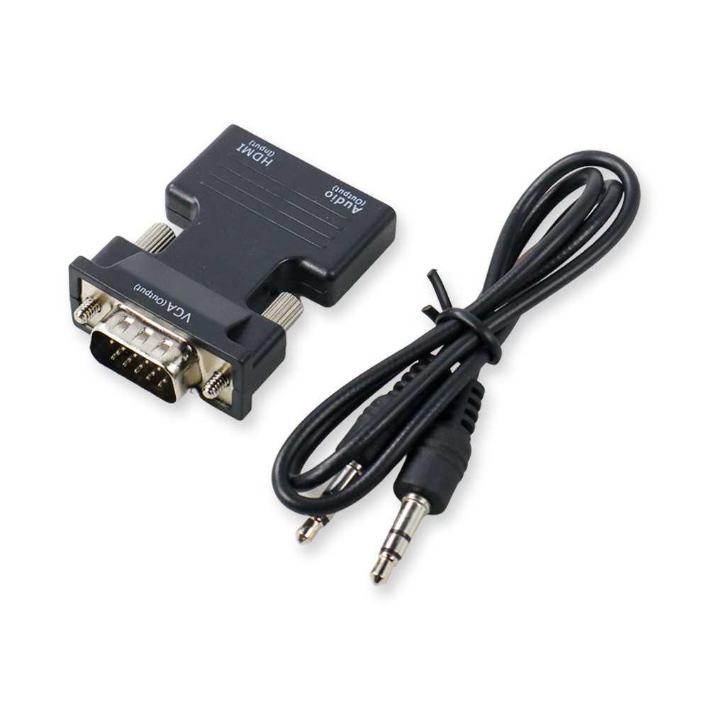 Adaptor Converter HDTV Female to VGA Male 1080P Audio Port - HV1002 - Black