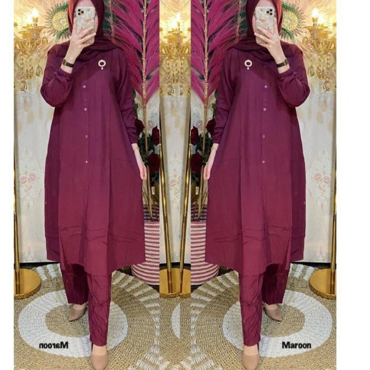 CAG.12Ma23ž– Setelan Tunik Polos Setelan Rayon Setelan Long Tunik Setelan Muslimah