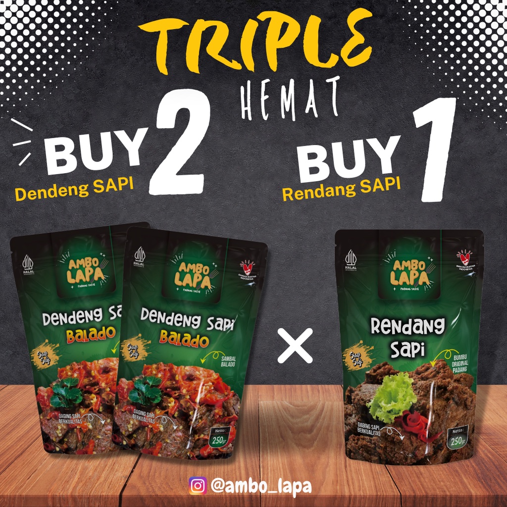 

Ambolapa - Paket 2 Dendeng Balado 1 Rendang Sapi