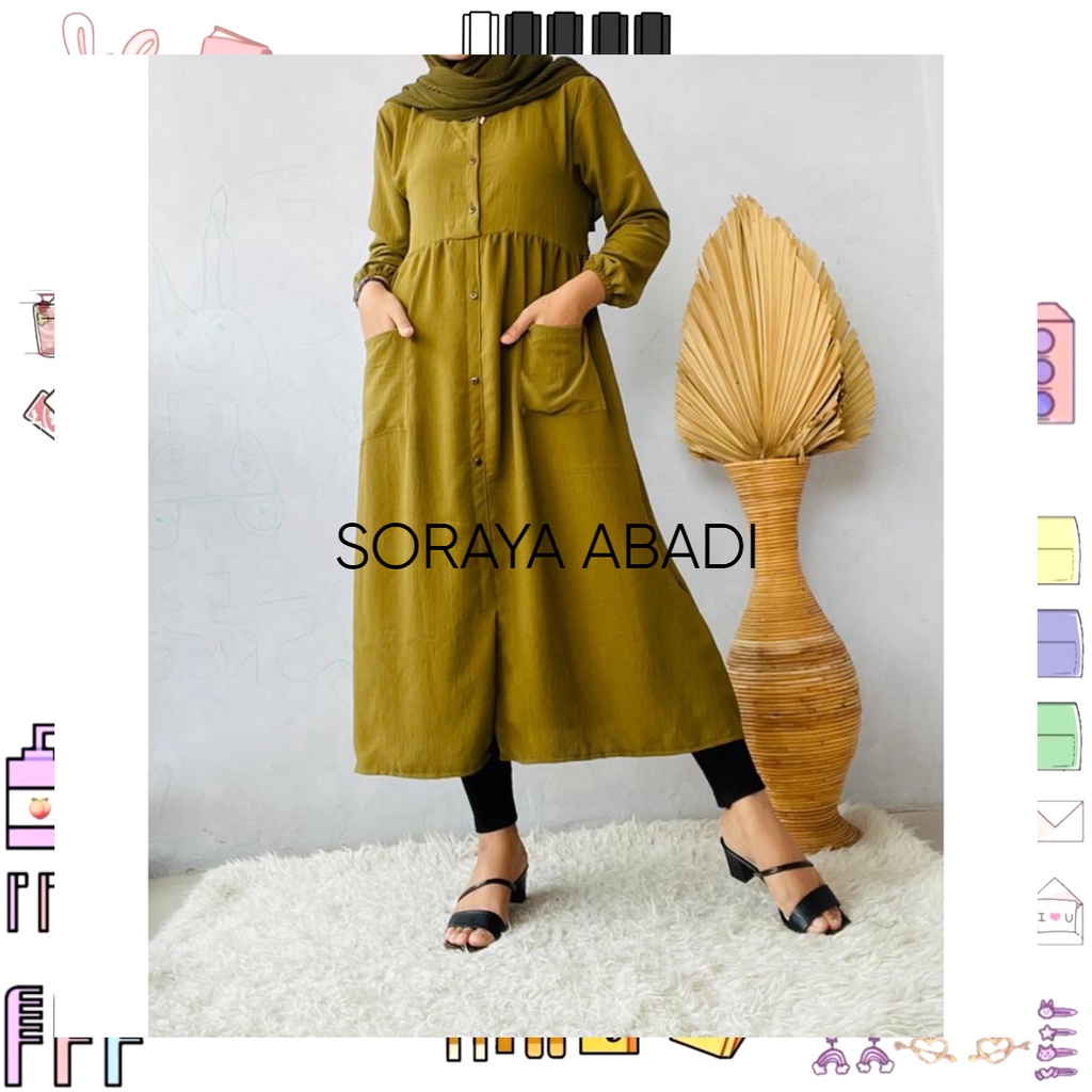 KINAN MIDI DRESS | MIDI DRESS KRINKEL | MIDI DRESS PAKAI KANTONG | MIDI DRESS PAKAI TALI PINGGANG | MIDI DRESS BAHAN