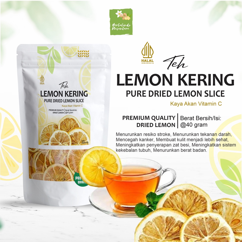 

Lemon kering, lemon, dried lemon, dried lemon slice, jeruk lemon kering Kwalitas Premium Grade A Isi 40 Gram