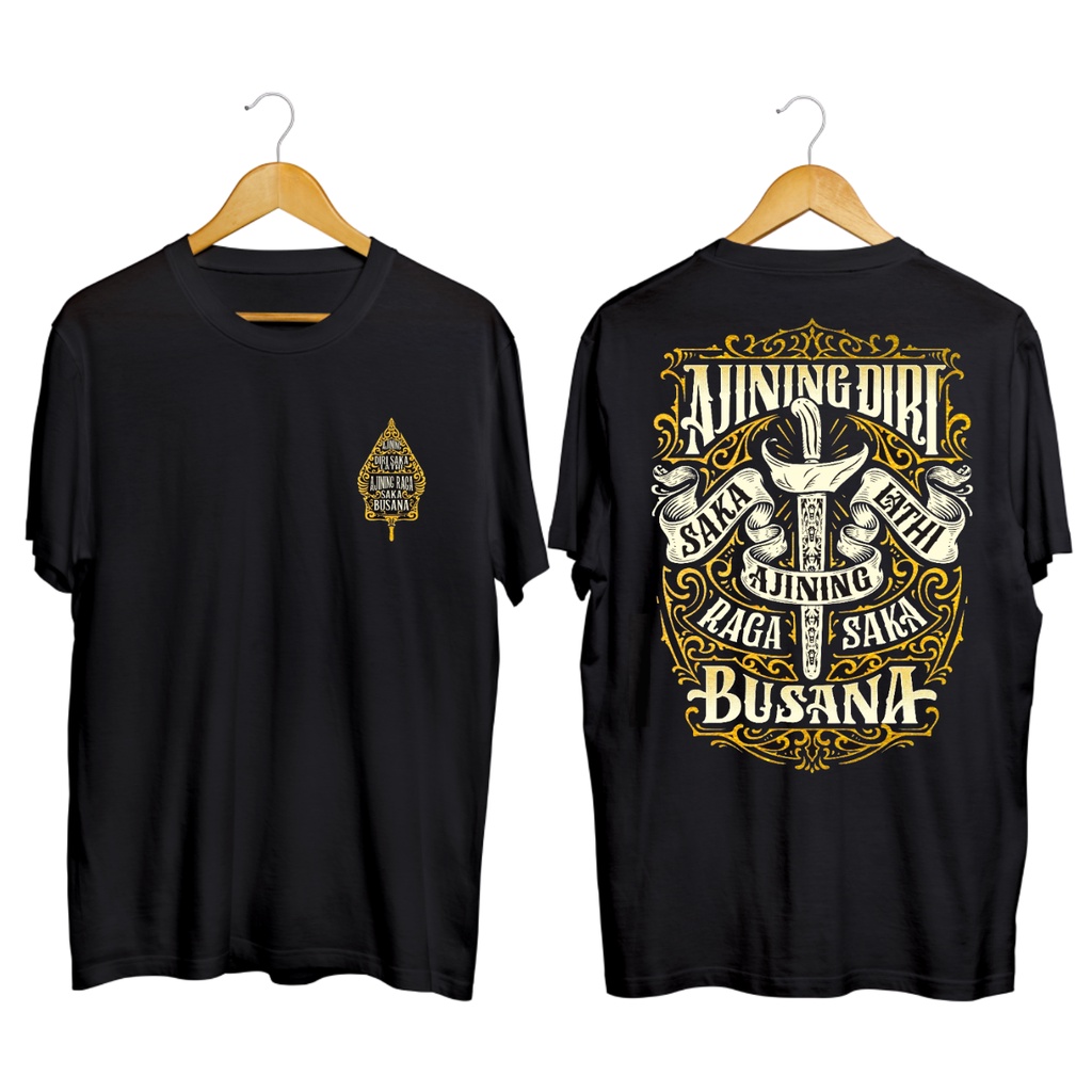 Kaos Wayang Ajining Diri Saka Lathi Hitam  T-shirt Jawa  Distro Kata - Kata Jawa