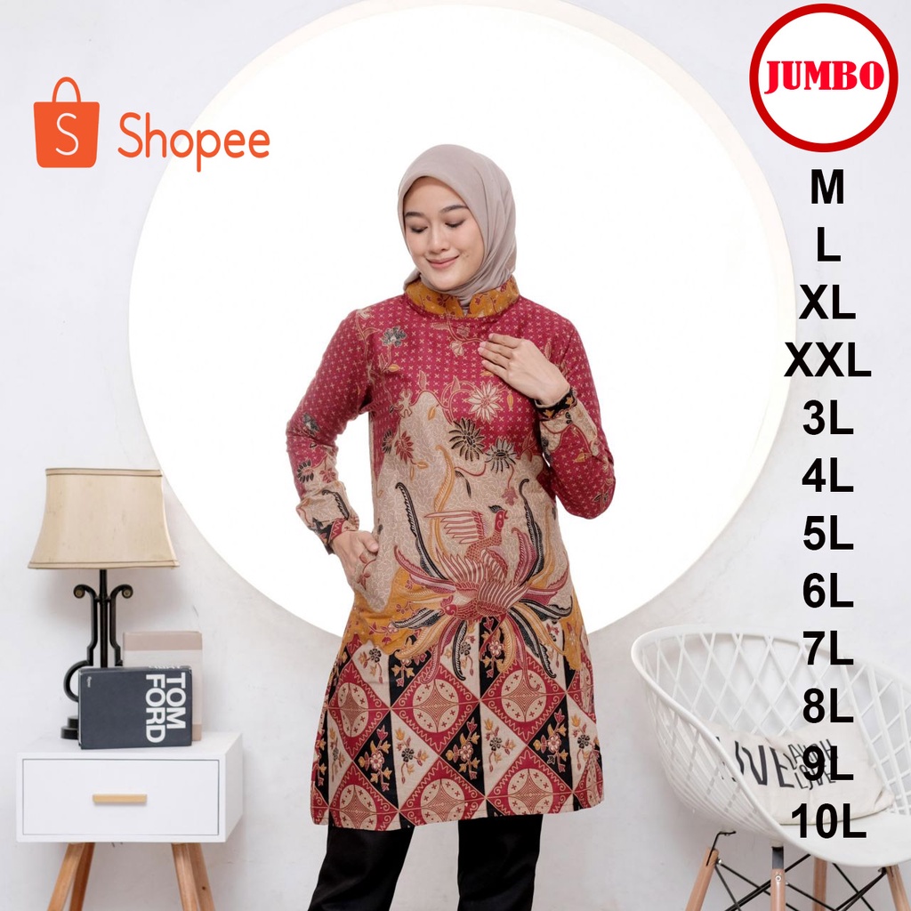 COUPLE TUNIK BATIK JUMBO KEMEJA BATIK JUMBO TUNIK WANITA JUMBO FASHION WANITA PAKAIAN WANITA BAJU WA