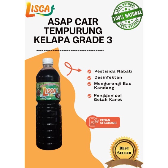 Lisca Asap Cair Tempurung Kelapa Grade 3 / Pestisida Nabati / Desinfektan