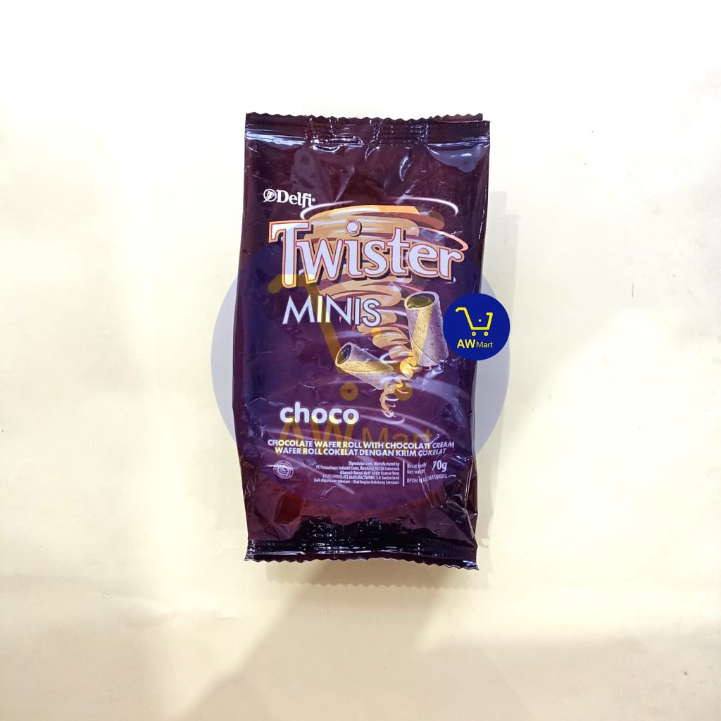 TWISTER MINIS 70 GRAM - WAFER ROLL TWISTER CHOCO VANILLA 70GRAM