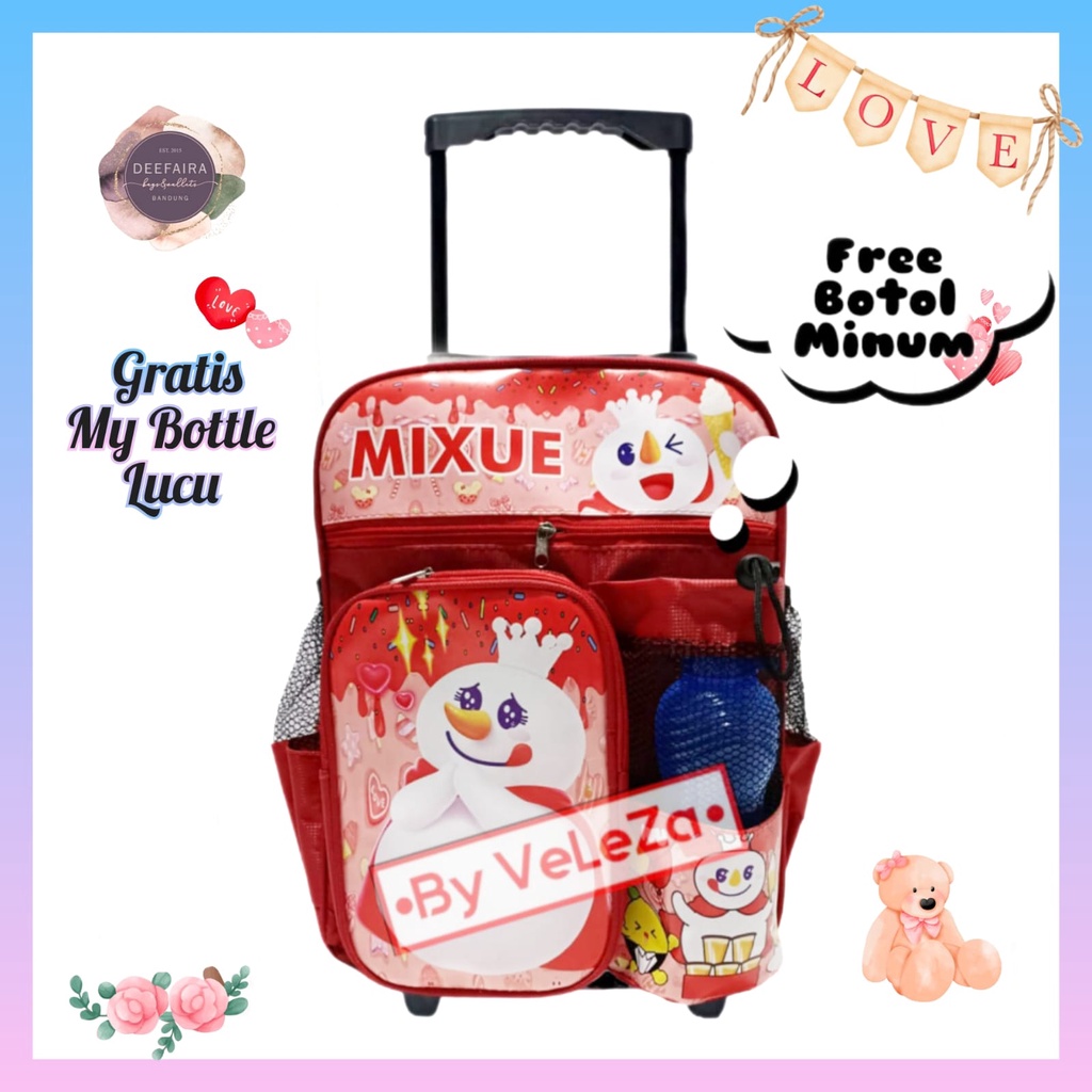 Tas Ransel Troli Anak Perempuan &amp; Laki Laki Mixx uue Gratis Botol Untuk Sekolah Anak Tk Sd