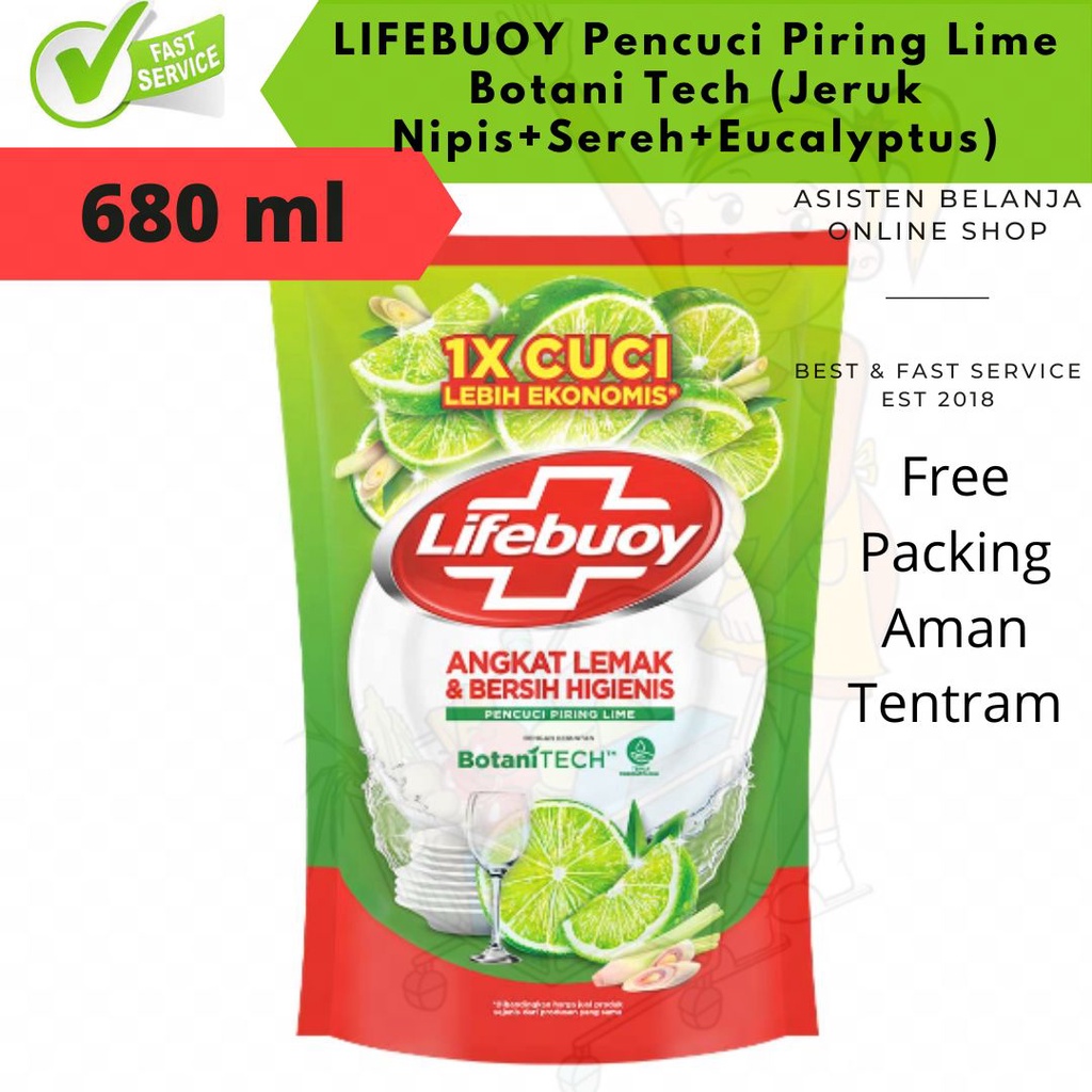 Lifebuoy Pencuci Piring Lime Botani Tech 680ml Jeruk Nipis Sereh Eucalyptus 680 ml