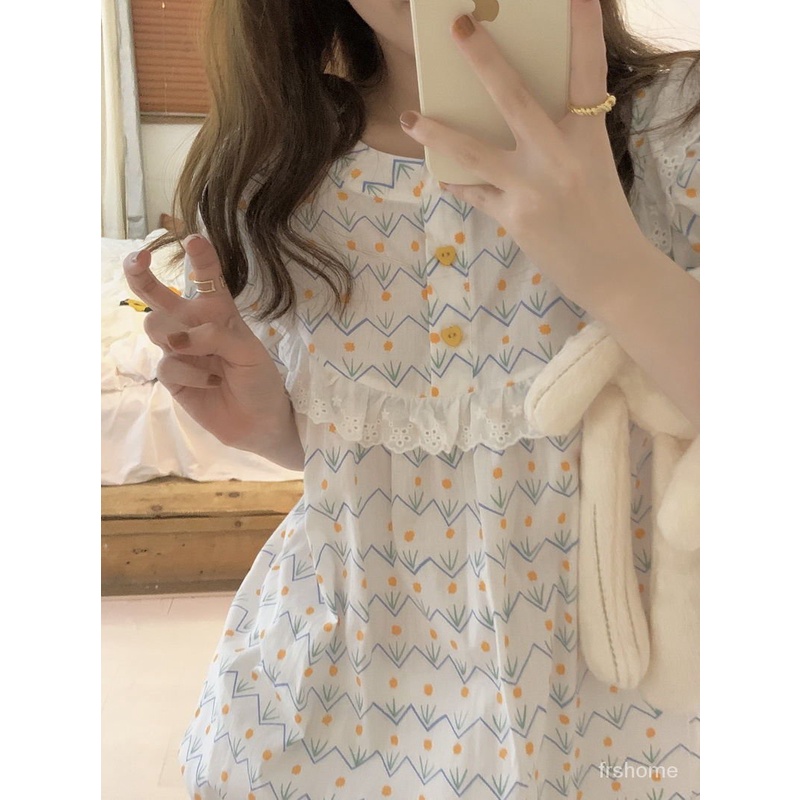 ins putri angin renda renda renda manis piyama wanita musim panas musim panas baru celana pendek len