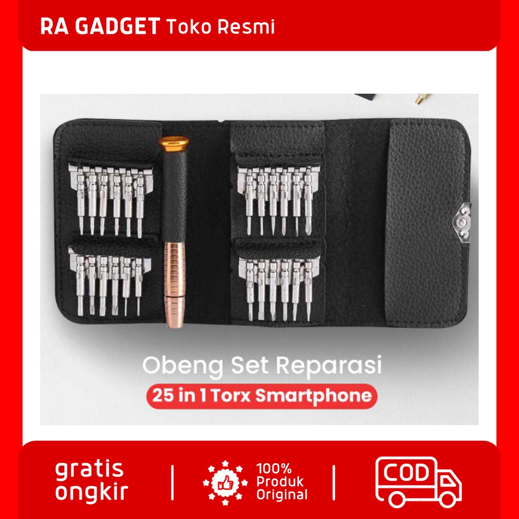 Obeng Set Reparasi Torx Set 25 in 1 / Alat Bongkar Obeng Ketok Service Smartphone Hp Handphone Plus 