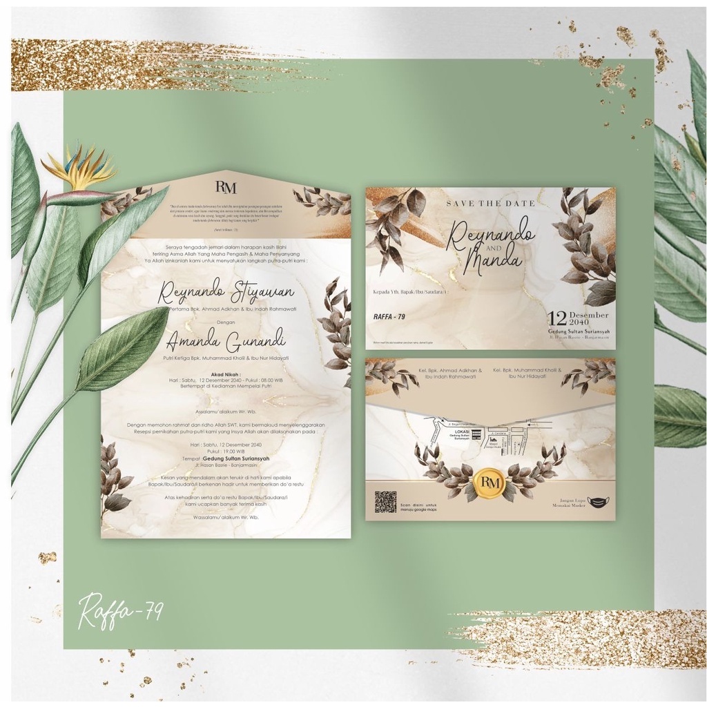 Undangan Pernikahan Model Rustic Lipat 3 | Raffa 79