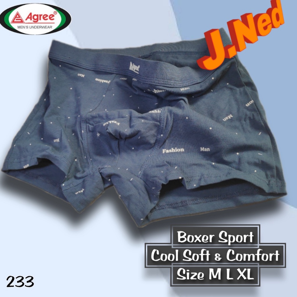 J233T CELANA DALAM BOXER PRIA AGREE SIZE M - XL HARGA 3 PCS