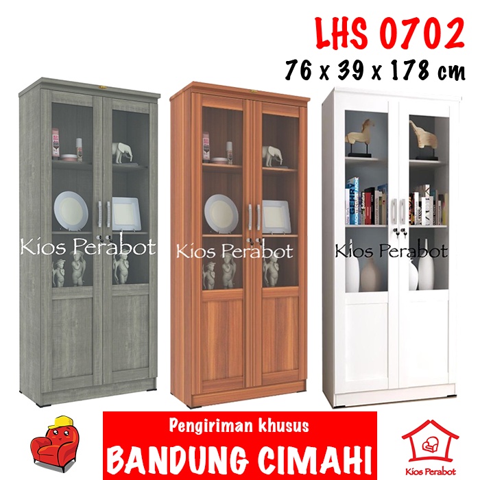 Lemari pajangan hias 2 pintu kaca - rak buku pintu kaca Romaro