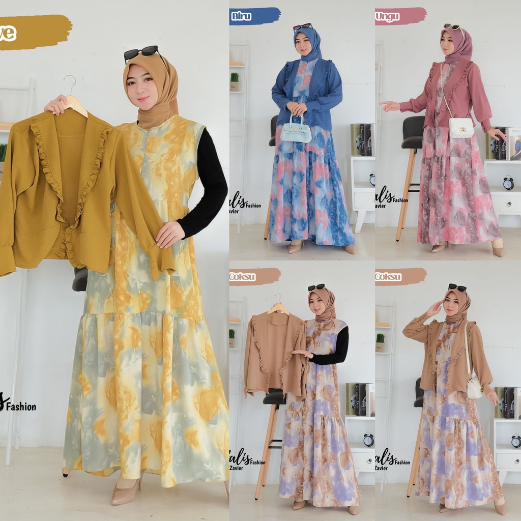 Set outer RAHMA ORI halis KARTINI KARTIKA BLEZER setelan terbaru muslim remaja wanita elegan style one set terkini motif kotak kotak