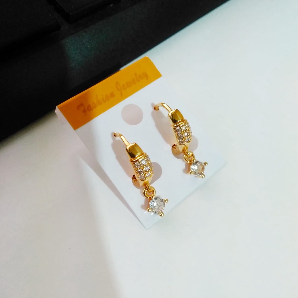 AV377 Grosir Anting Juntai Permata Anting Dewasa Lapis Emas