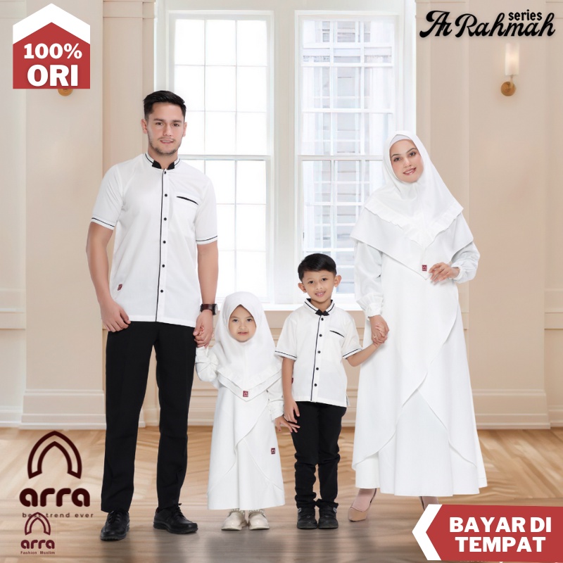 Baju Seragam Sarimbit Keluarga 2023 Lebaran Arra Original Putih Umroh  Gamis Syari Couple Pasangan I