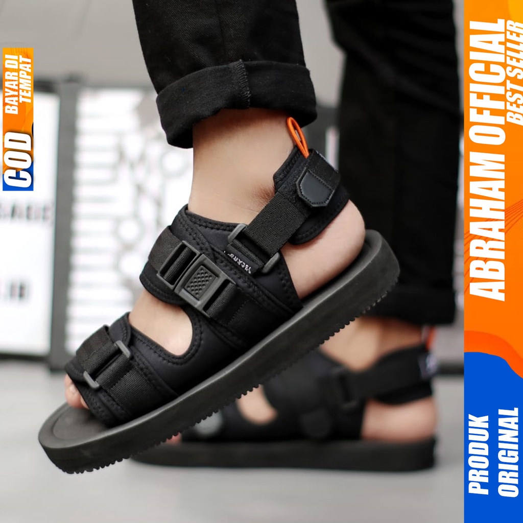 ABRAHAM MAXJET Sandal Pria Sendal Gunung Casual Cowok Hitam