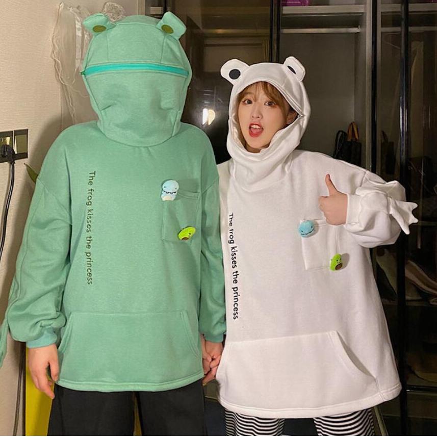 CHEKOUT M-5XL Frog Zipper Hoodie Sweater Kebesaran Hoodie Kodok Resleting