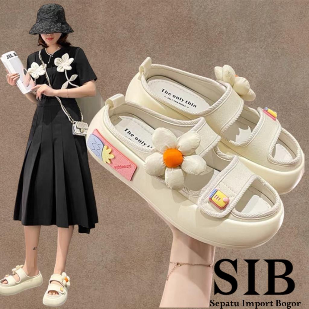 Sandal wedges selop wanita Terbaru HYS 029-2/sendal karet jelly perempuan kekinian / Sandal Jelly Karet THE ONLY BUNGA Tebal Import / Sandal Selop Ban dua Hiasan Terbaru