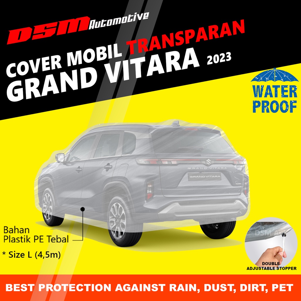 Cover Mobil Suzuki Grand Vitara Brezza Transparan / Plastik Tebal Waterproof Outdoor Indoor