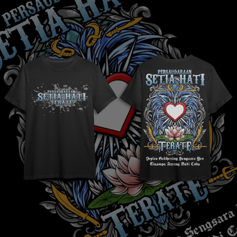 KAOS PSHT SH TERATE MOTIF BIRU DESAIN DISTRO BAHAN COTTON KNITTO SABLON DTF