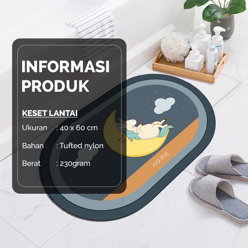 Lodoestar COD - Keset Bentuk Oval- Keset Kamar Tidur Anti Bakteri Kualitas Premium Import - XDD2