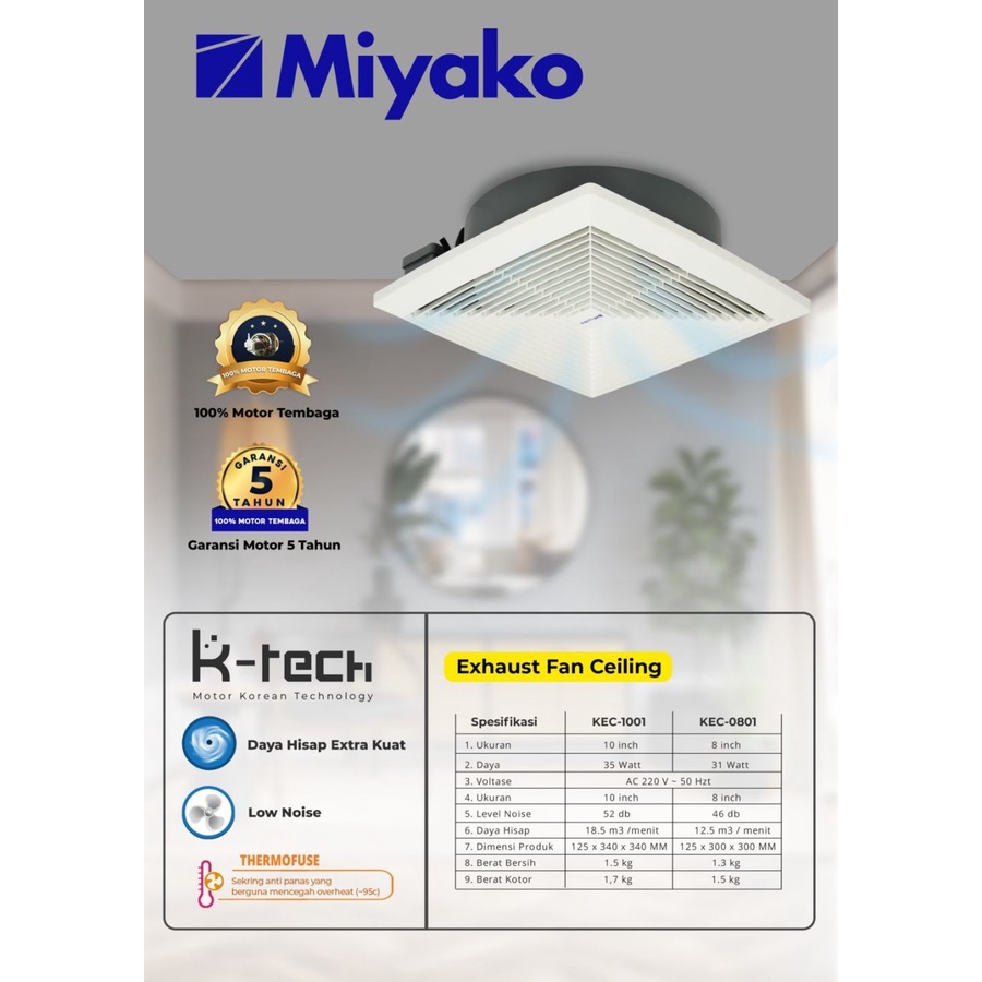 Exhaust Fan Miyako 8in 8 Inch KEC-0801 Kipas Angin Hisap Sedot Plafon Dak