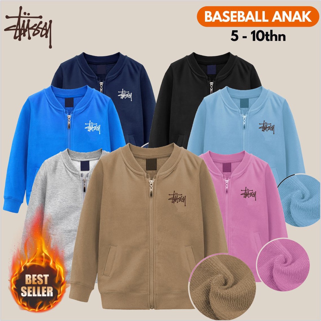 TERBARU !! STUSY  Jaket Baseball ORIGINAL Bomber Anak Laki-laki Perempuan KATUN Tebal