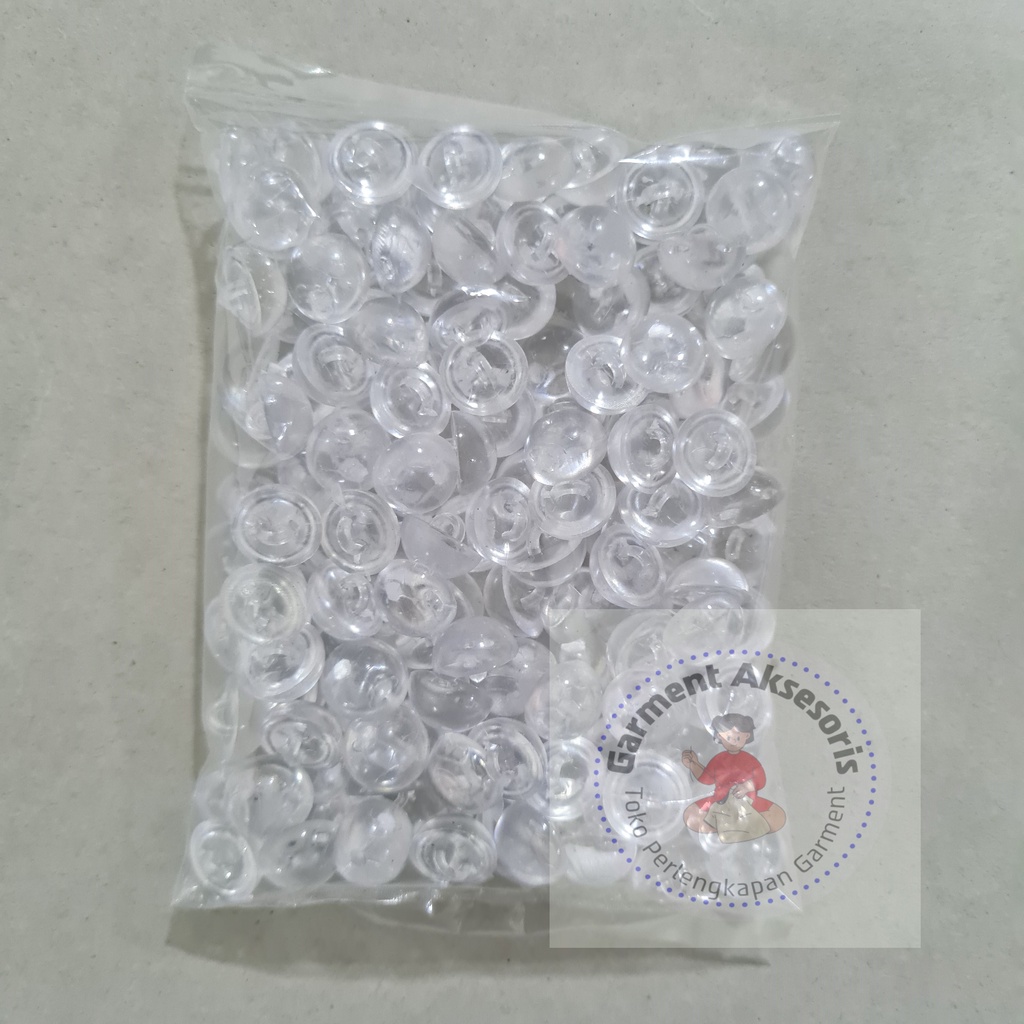 Kancing Jamur Bulat Kristal Bening dan Hitam 13mm 15mm / Kancing Jamur Kristal / Kancing Jamur Mewah