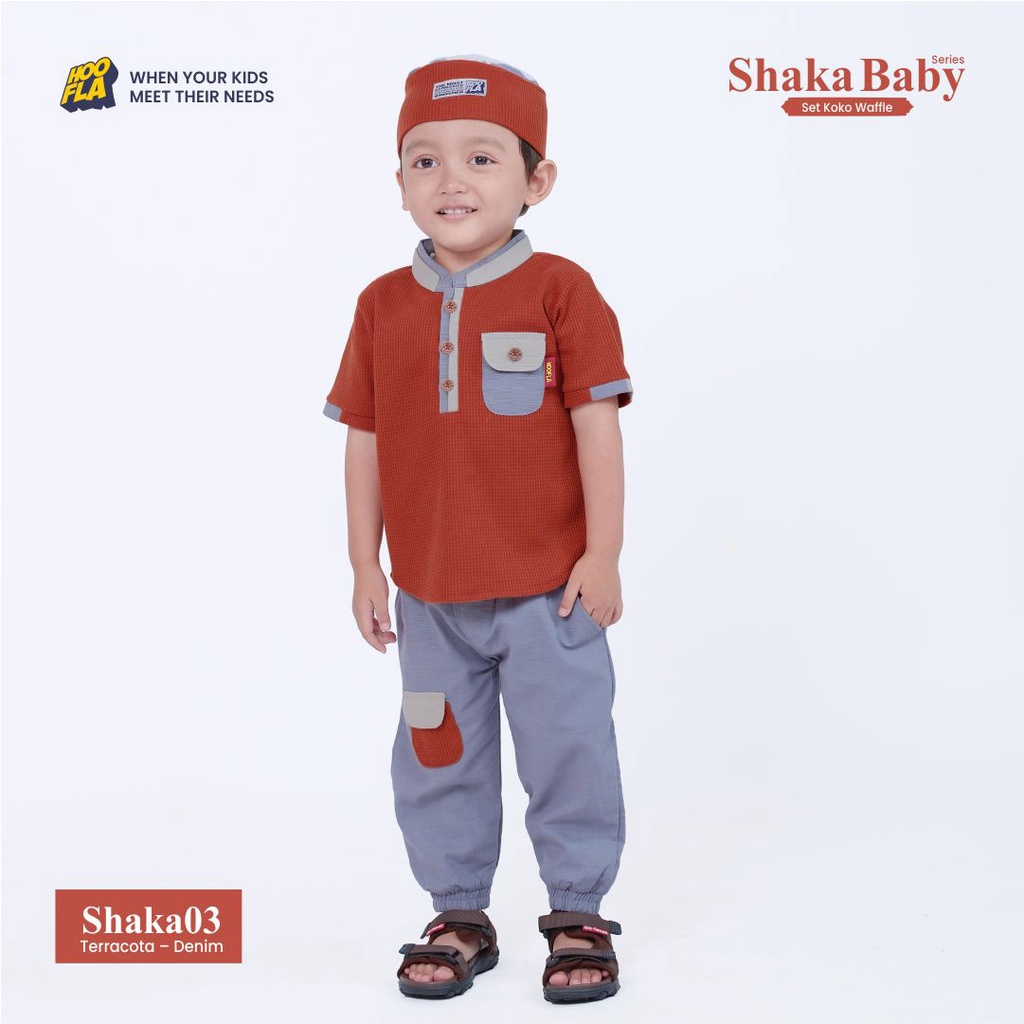 Hoofla Kids - Baju Setelan Koko Anak Bayi Laki Laki Terbaru Free Peci Set Shaka Baby Series Usia 6 Bulan Sampai 5 Tahun