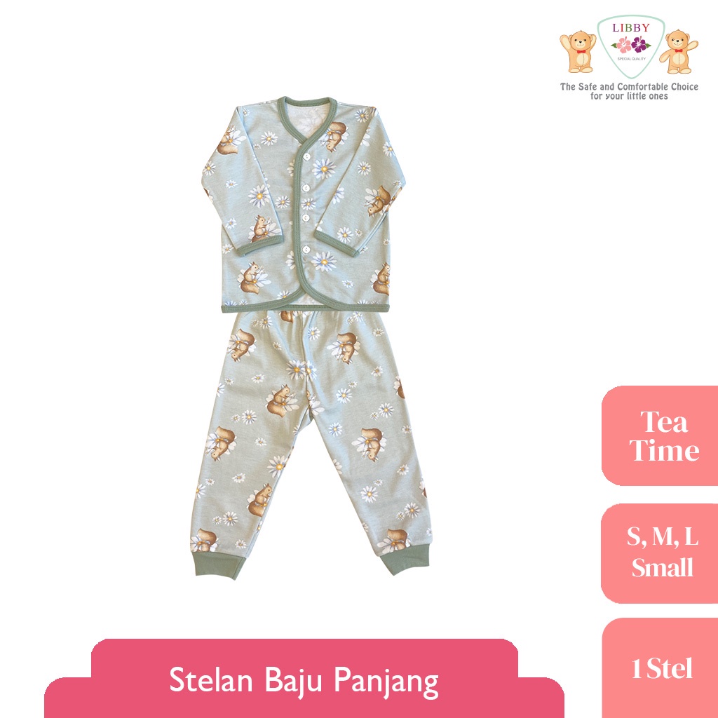 LIBBY Stelan Baju Panjang Anak Kecil Motif Tea Time (1 stel) Motif Terbaru