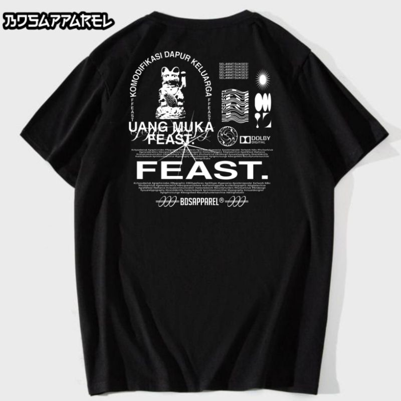 BDSAPPAREL T-SHIRT KAOS DISTRO FEAST || UANG MUKA SELAMAT / SUKSES T-SHIRT BLACK