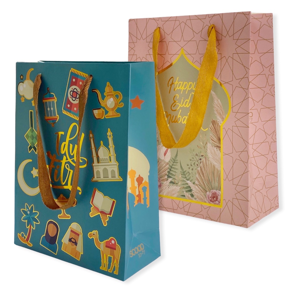 

Scoop Kantong Kertas Lebaran / Ramadhan Paper Bag Premium Gold 18x24x8cm 65390300