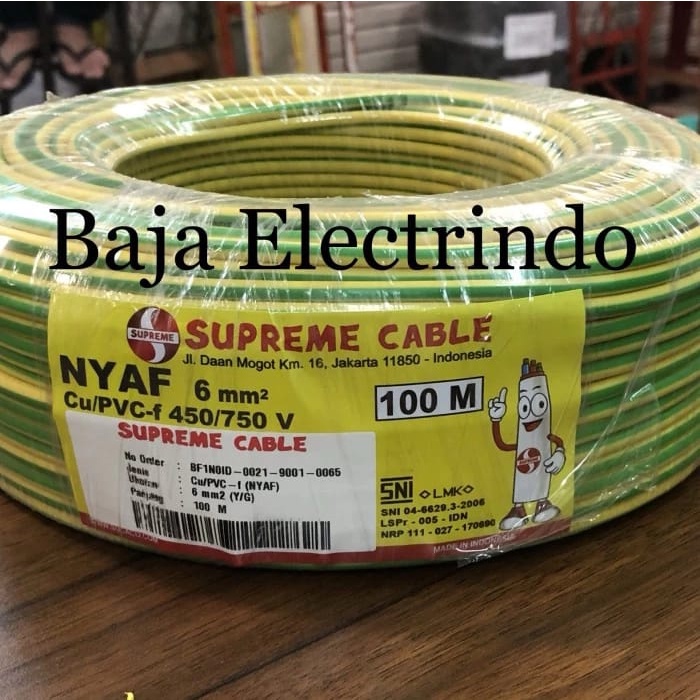 Kabel Grounding Serabut NYAF 6mm SUPREME @100m Kabel NYAF 1x6mm 1x6 mm 1 x 6 mm