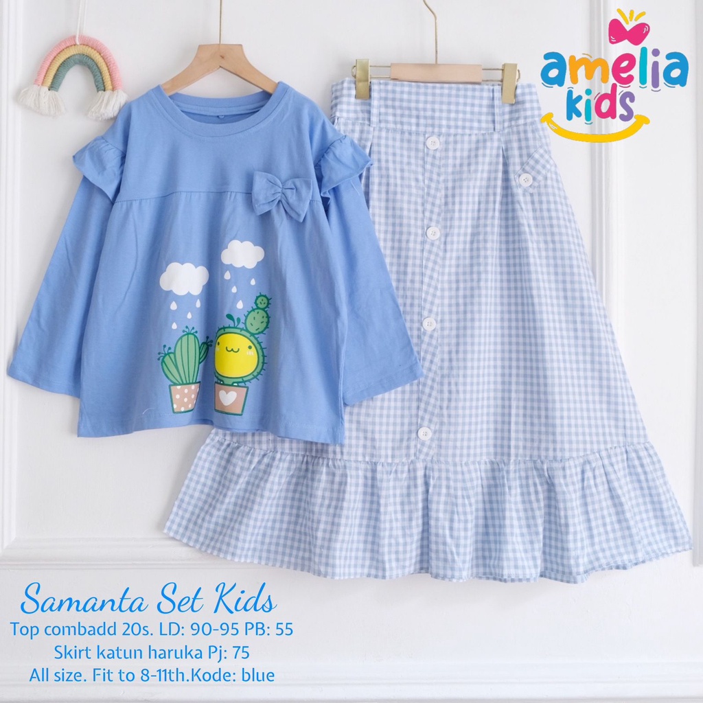 SAMANTA SET KIDS ORIGINAL BY AMELIA SETROK ANAK USIA 8-12 TAHUN SETELAN BAJU ANAK PEREMPUAN KAOS LEN
