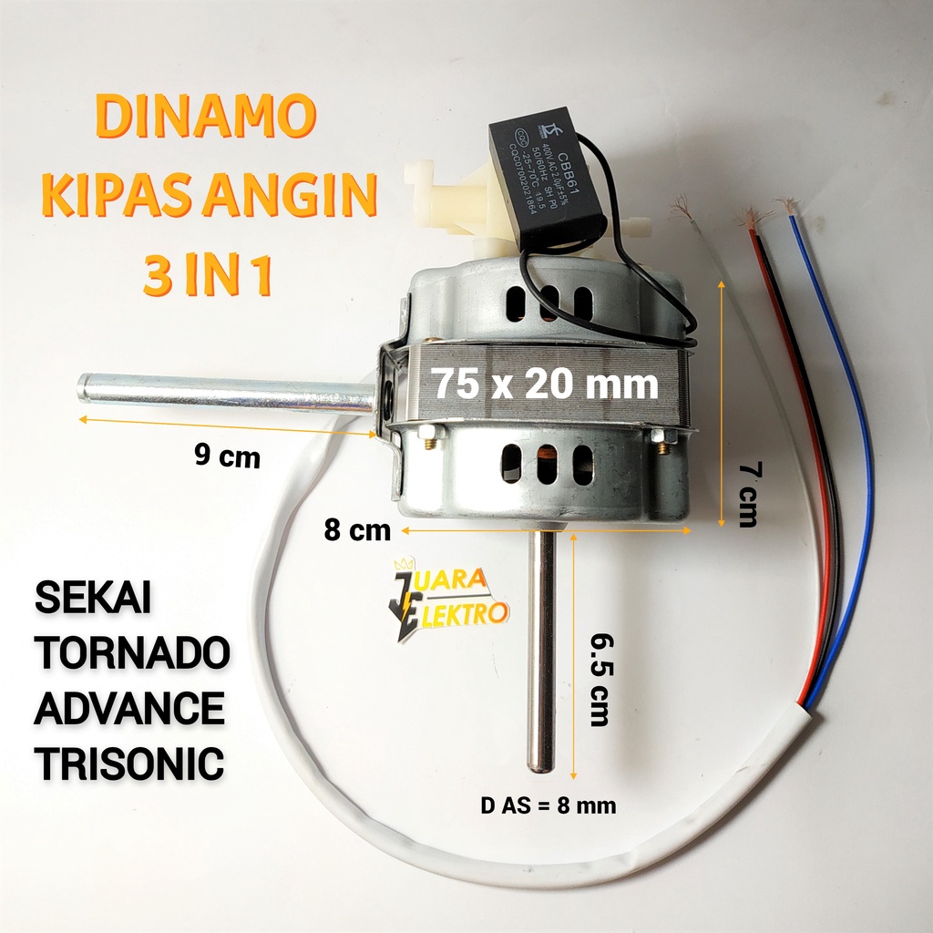 Dinamo Kipas Angin 3 IN 1 (SEKAI, TORNADO, ADVANCE, TRISONIC) 18 INCH | MOTOR FAN