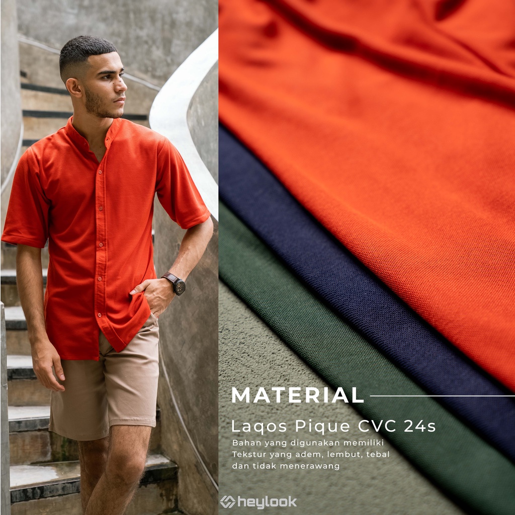 HEYLOOK Project - Kemeja Pria Lengan Pendek Kemeja Polos Kemeja Slim Fit  Basic PIQUE Kemeja Basic Casual Formal Koko Kerah Sanghai Cowok