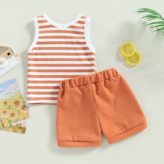 SET ANAK GARIS UNISEX PREMIUM / SET ANAK STRIPE / SINGLET ANAK SET STRIPE