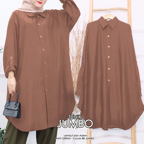Khimar Syari Tunik Putih Wanita Remaja muslim kekinian syari polos Baju kmeja Jumbo - Putih G2A4