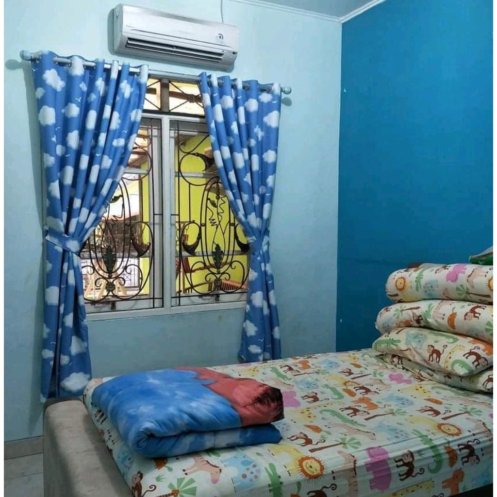 Promo Gorden Minimalis Tinggal pasang Korden Jendela Hordeng pintu motif awan/gorden langit/gorden w