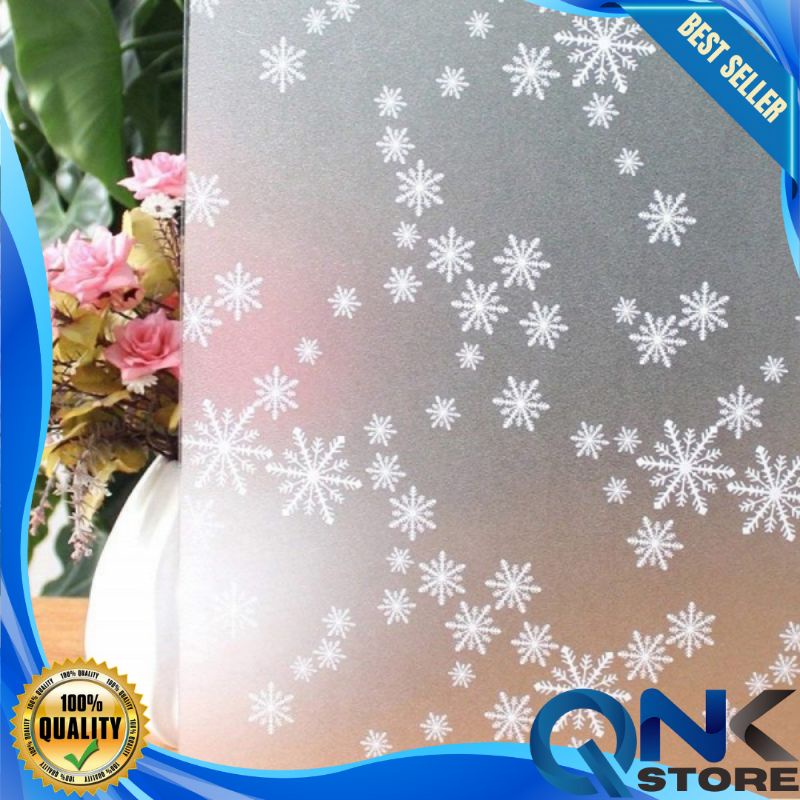 Sticker Kaca Sandblast 45cm X 100cm Motif Snowflake Stiker Kaca Film Jendela Rumah Sandblast Snowflake