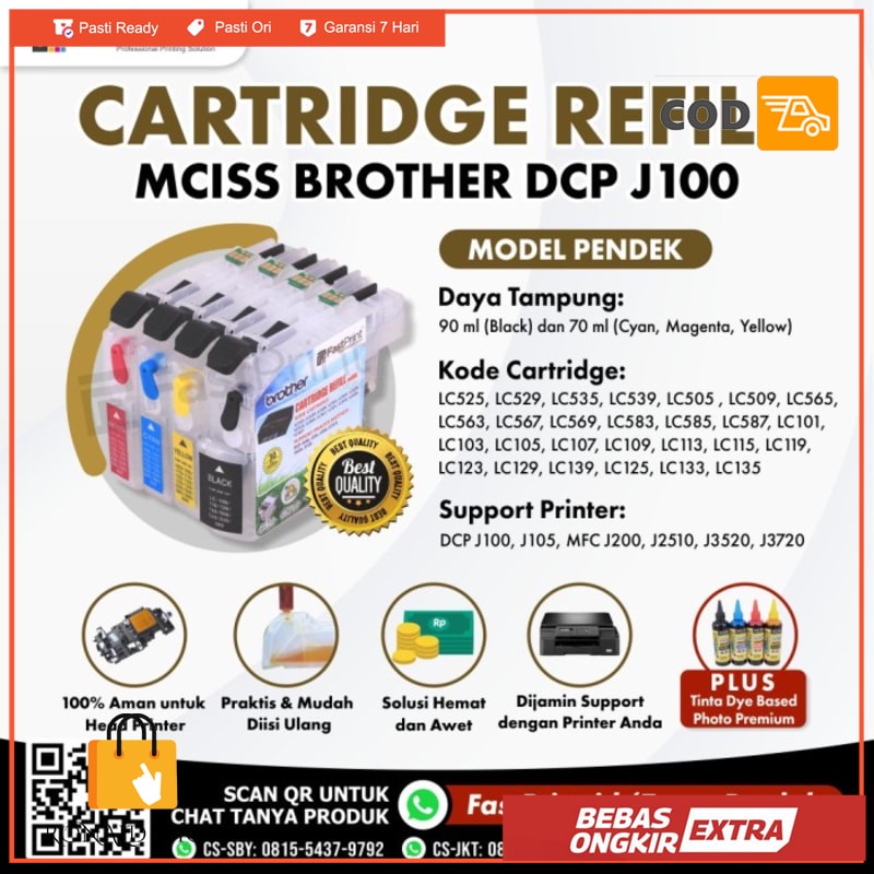 Cartridge MCISS Compatible Brother J100 J105 J200 J3720 PendekTinta