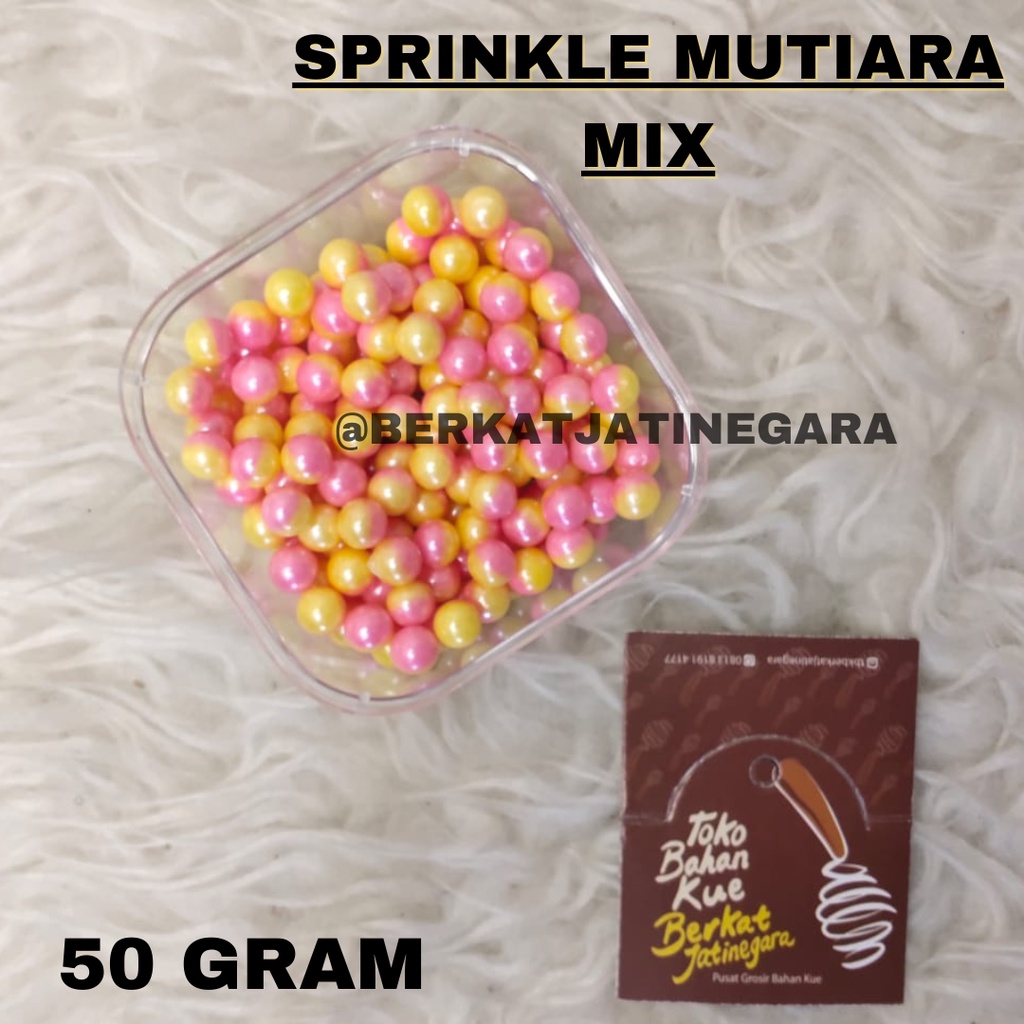 SPRINKLE MUTIARA MIX 7 MM / HIASAN KEMBANG GULA KARAKTER 50 GR