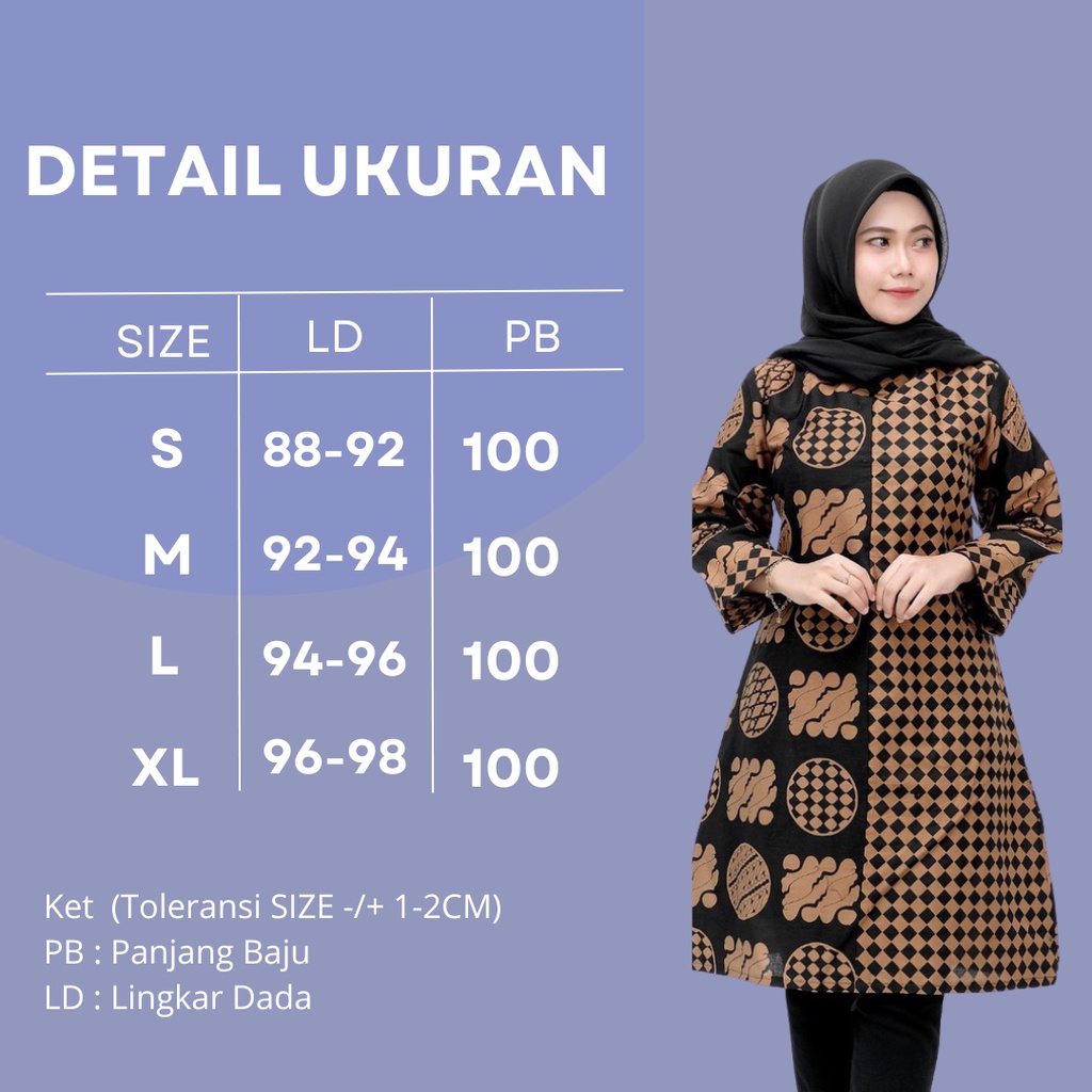 DT OLLSHOP - Dress Batik Wanita / Baju Tunik Seragam Kerja Cewek