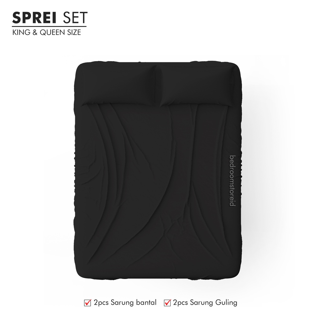 SPREI AESTHETIC POLOS HITAM ALA KOREA SUDAH TERMASUK SARBAN SARGUL