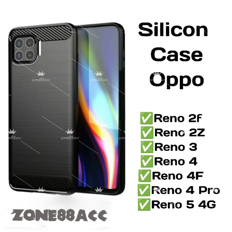 Softcase Oppo Reno 2f Reno 2z Reno 3 Reno 4 Reno 4F Reno 4 pro Reno 5 4G Carbon Fiber Case Silicon Casing ipaky
