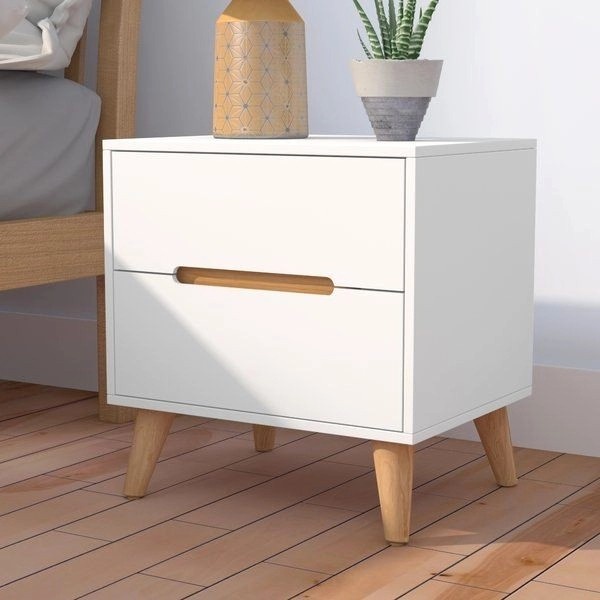 RAY Side Table Putih Minimalis - Meja Laci Kecil Samping - Nakas Kecil