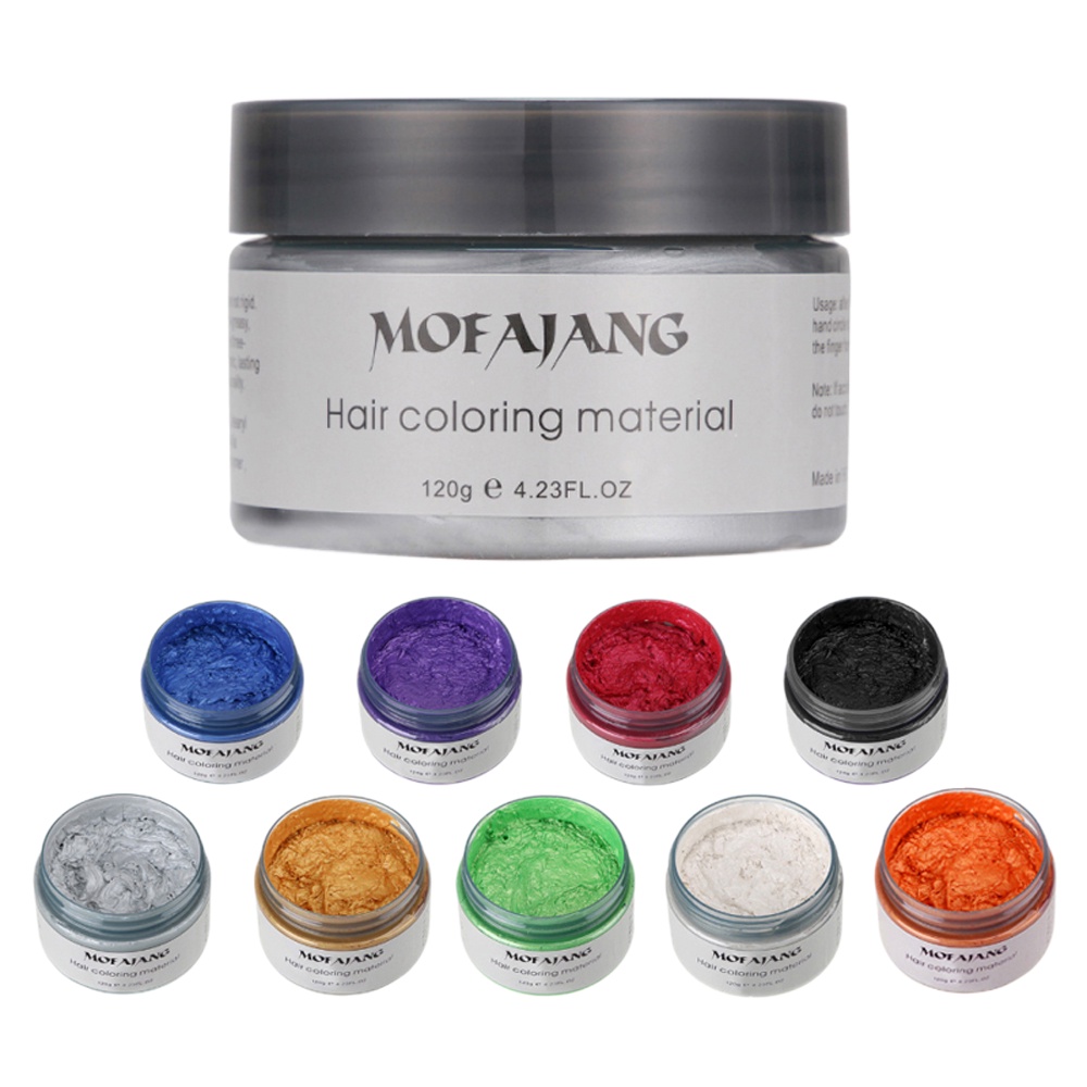 ☃Mofajang Color Hair Wax Dye Styling Pomade Silver Grandma Grey Disposable Natural Strong Gel Cream 