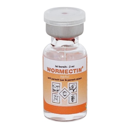 Wormectin 2ml Obat Scabies, Jamur Kutu Gudik Kudis pada Kelinci, Kucing, Anjing