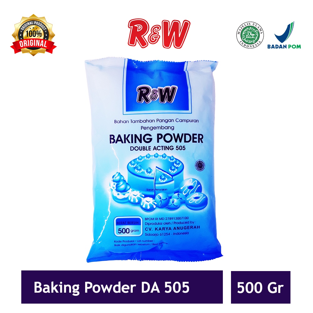 Baking Powder Double Acting DA 505 Pengembang Kue Rajawali R&amp;W 500 gr